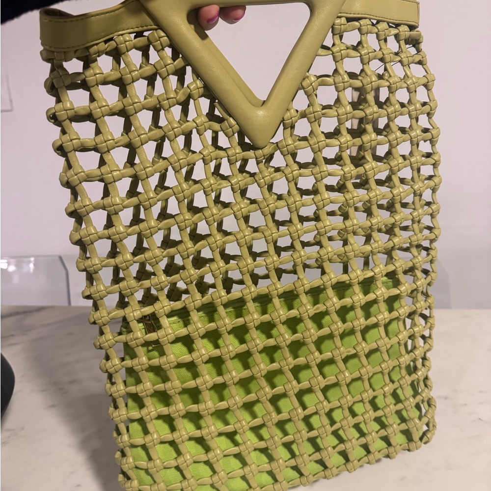 Stylish Green Woven Tote Bag